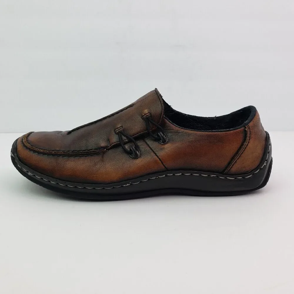 Rieker Celia Antistress Womens Size EU 39 US 8 Brown Leather Slip On Loafer Shoe